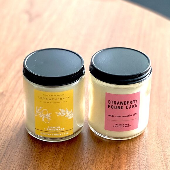 Bath & Body Works Candle Bundle Strawberry Pound Cake & Lemon and Rosemary - Picture 1 of 3
